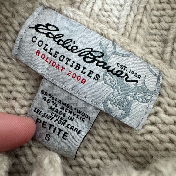 Eddie Bauer Women’s Knit Graphic Sweater Size Small Petite Lambs Wool Blend - Picture 5 of 9